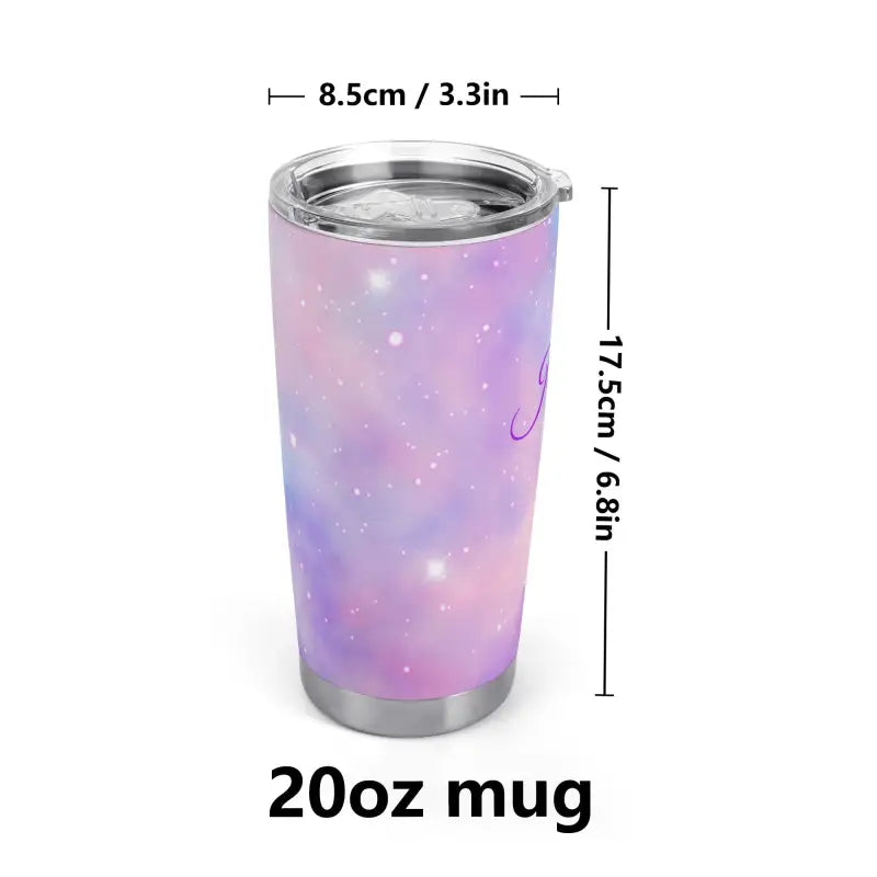 Insulated pastel purple and pink galaxy personalized 20oz tumbler for stylish sips