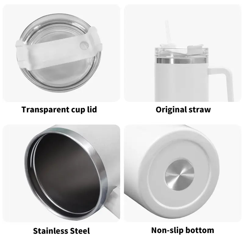 Insulated travel mug parts shown separately for Pawsitively Pawesome adventures
