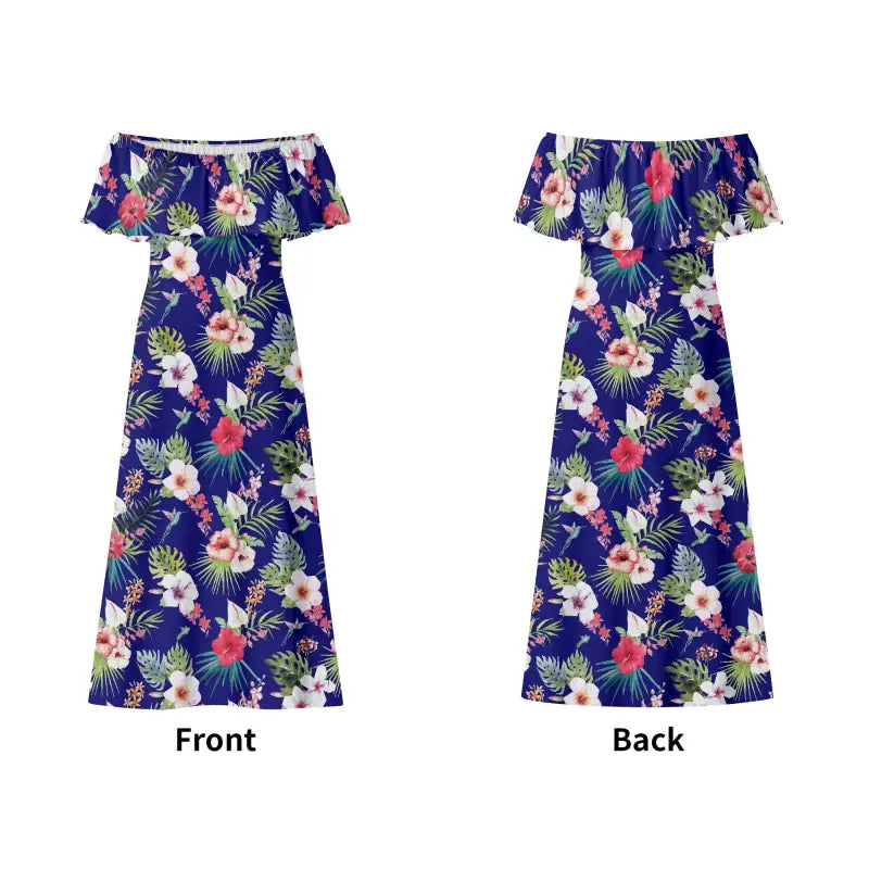 Floral off-the-shoulder maxi dress, perfect for your next beach day in paradise