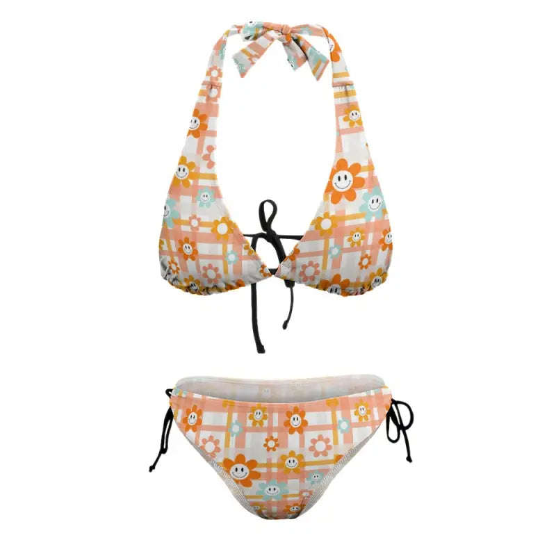 Floral patterned two-piece swimsuit perfect for boho vibes and after-sales processing