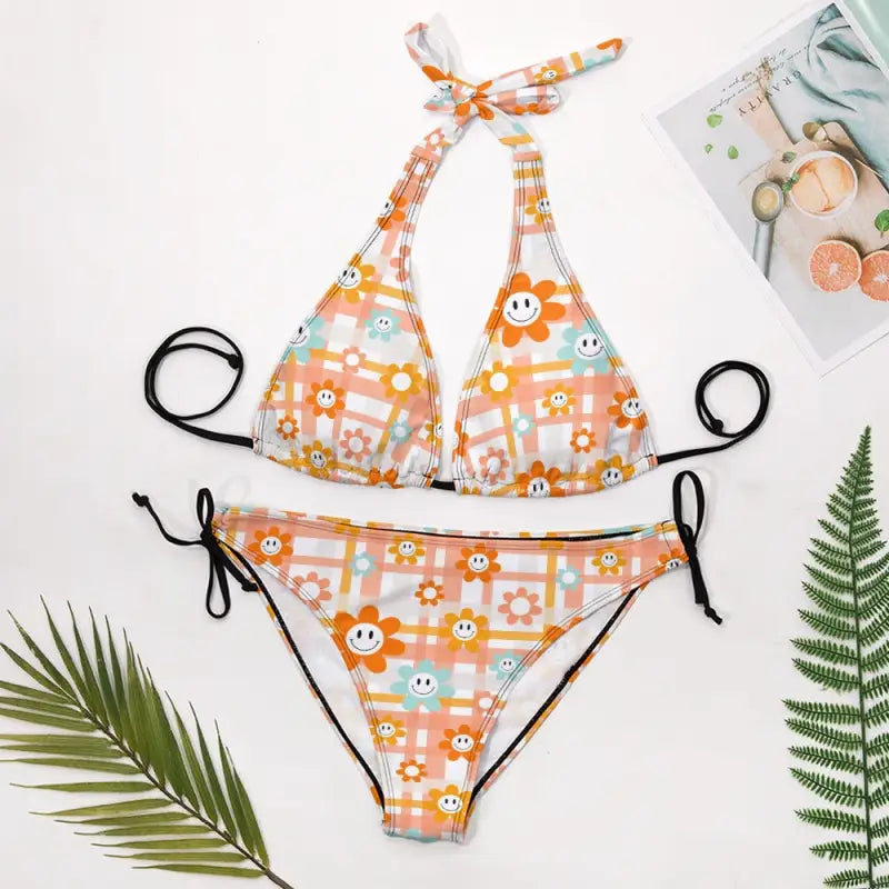 Floral smiley face bikini from Soft and Stretchy Boho dresses for fun post-party vibes