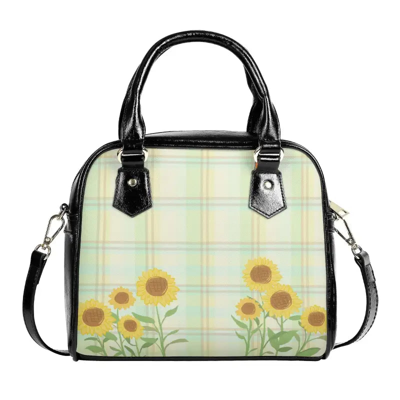 Pastel plaid sunflower shoulder handbag perfect for stylish lunch dates