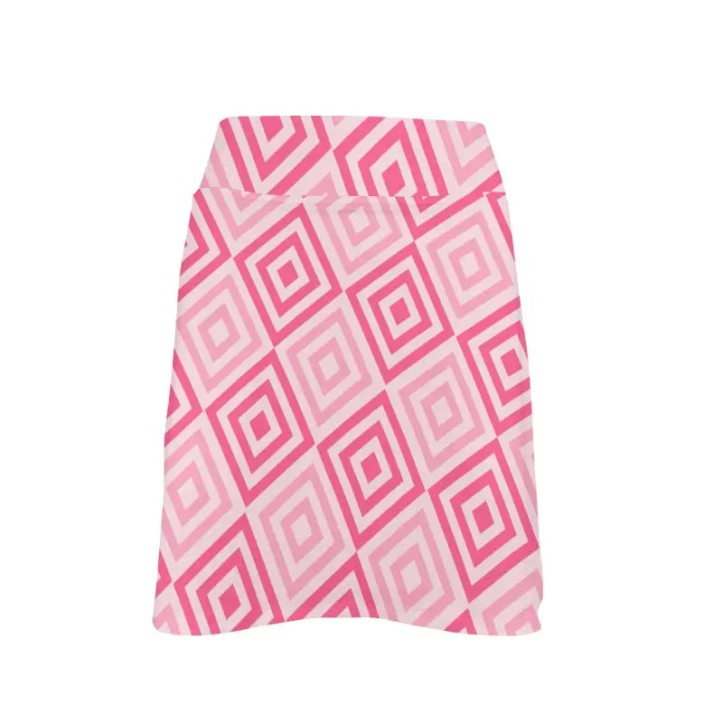 Stylish pink geometric patterned golf skirt perfect for boho vibes and everyday wear