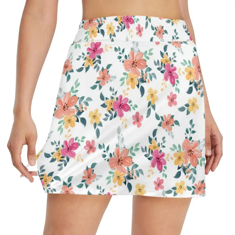 Colorful flowers on a white background for our Women’s Floral Golf Skirt