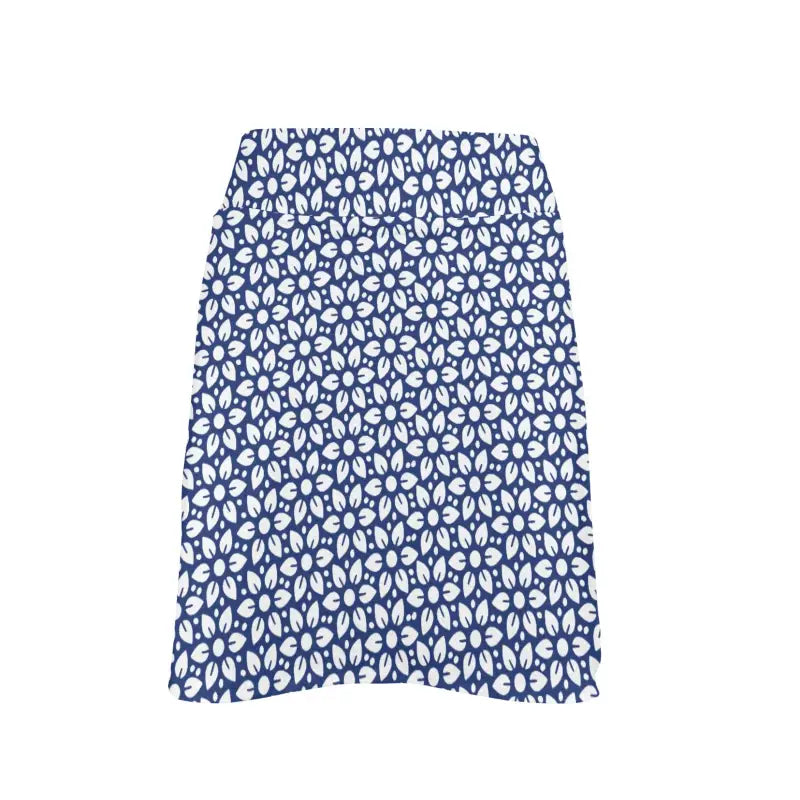 Blue and white floral golf skirt perfect for a boho style, featuring a handy pocket