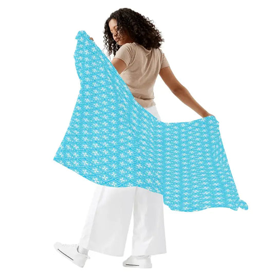 Bright blue fabric with white flowers for a stylish women’s sarong bikini cover