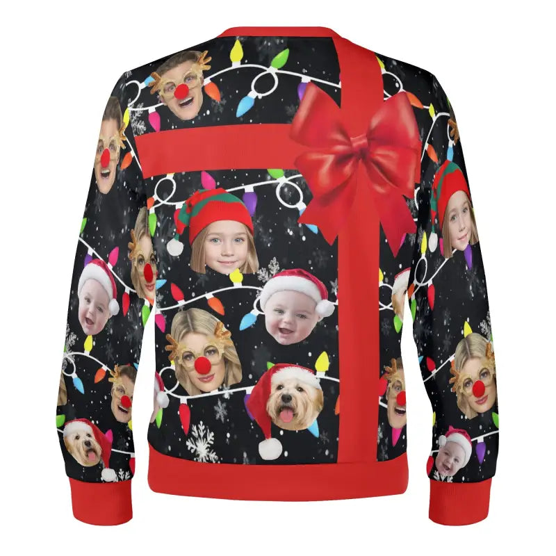 Unisex Custom Winter Sweater with festive dog and people photos for holiday cheer