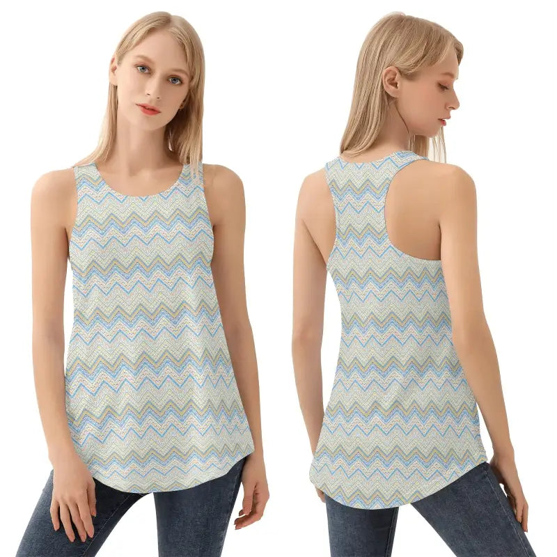 Womens Chevron Racerback Tank Top with pastel chevron pattern, loose fitting and stylish