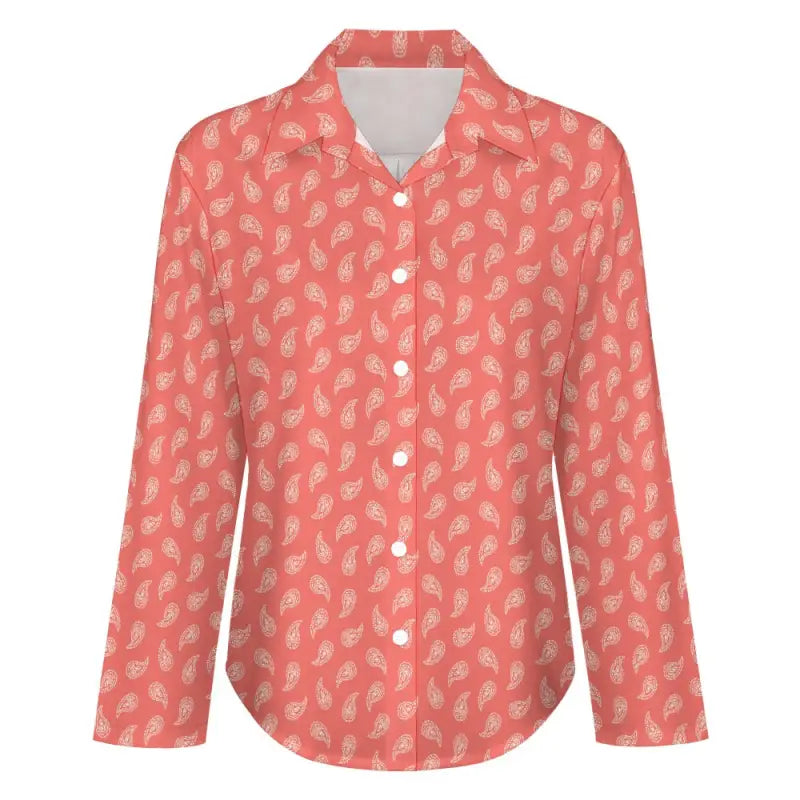 Coral women’s paisley long sleeve blouse perfect for smart-casual events