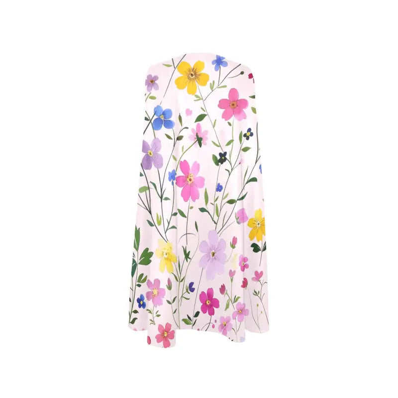 Floral-patterned skirt with colorful wildflowers on a Women’s Sleeveless Floral Dress