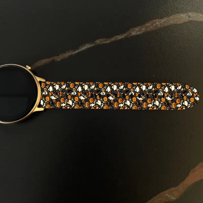 Floral patterned key fob with metal ring for 22mm universal wristwatch, perfect for Halloween