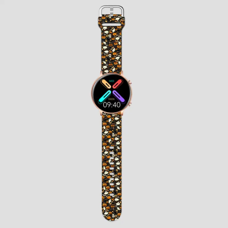 Colorful smartwatch with floral band, perfect for Halloween 20mm and 22mm wristwatch lovers