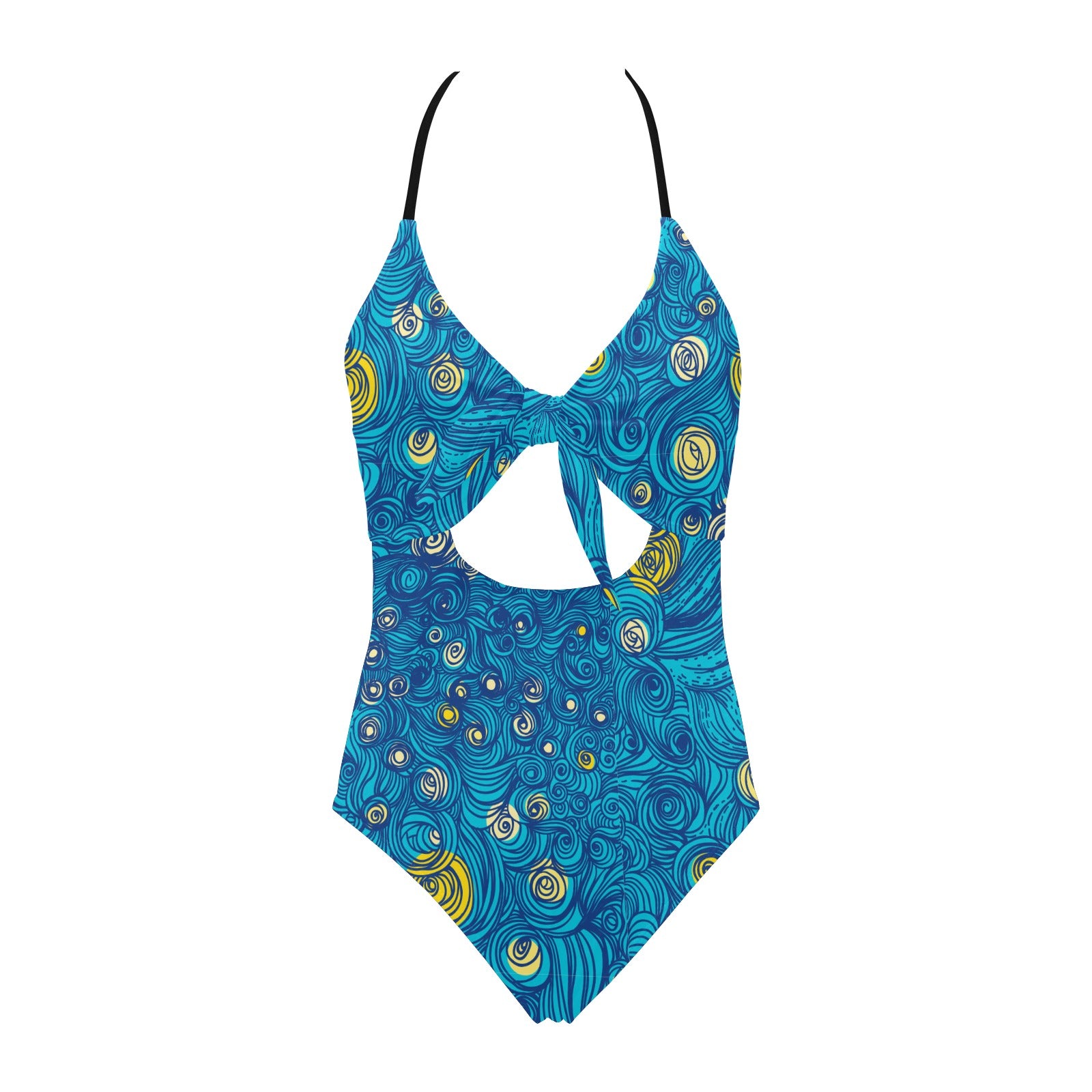Abstract swirl cut-out one-piece swimsuit product image front