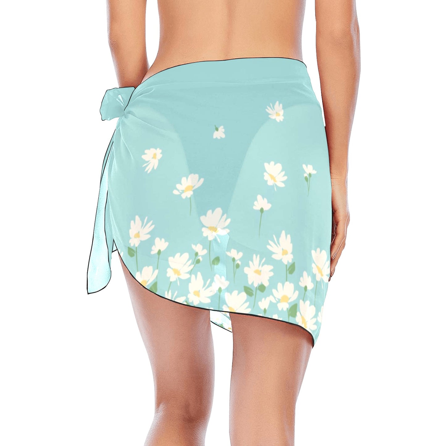 Floral Chiffon Sarong Wrap Skirt with Tie Side and Sheer Lightweight Drape