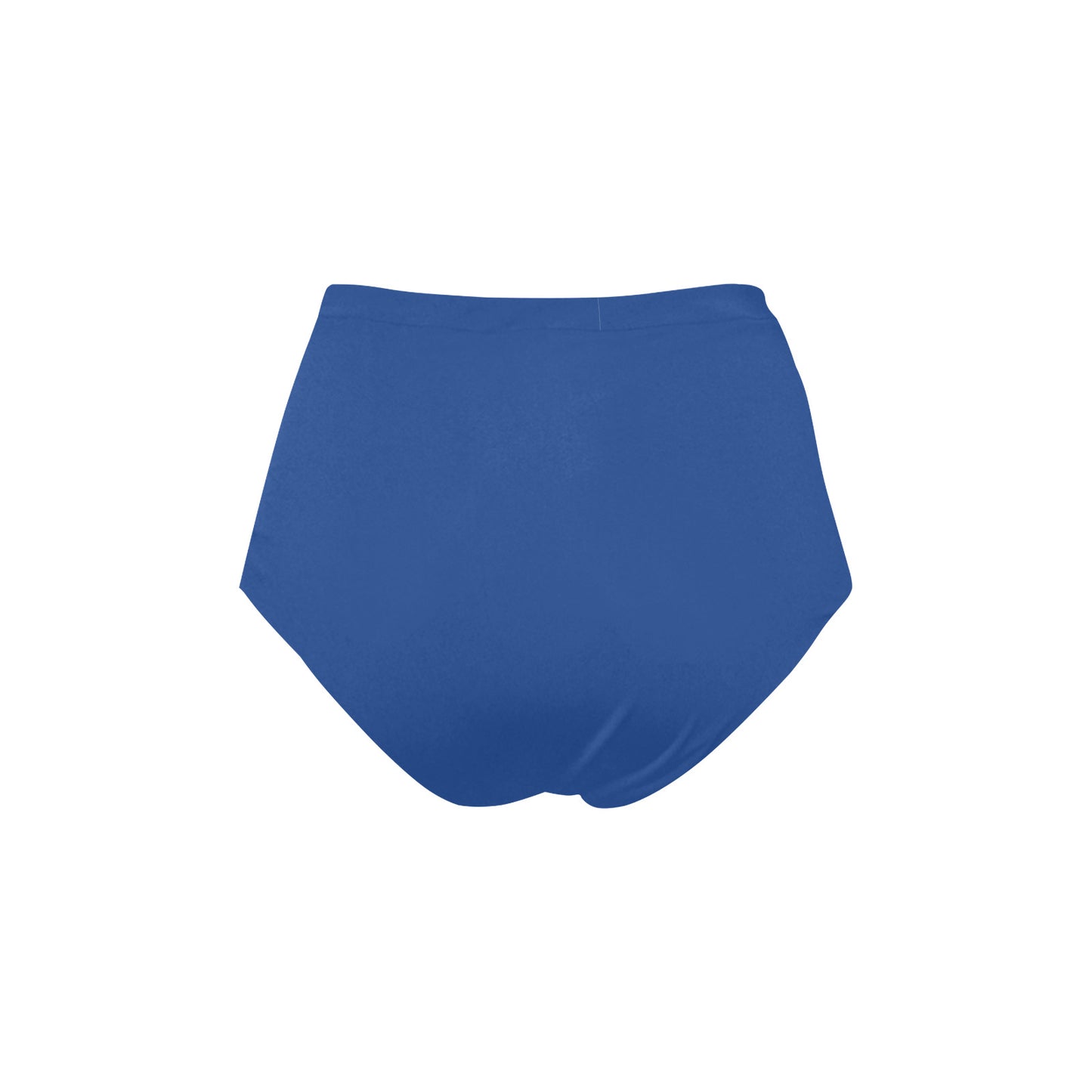Azure blue high-waisted bikini bottom back view, seamless swimwear design