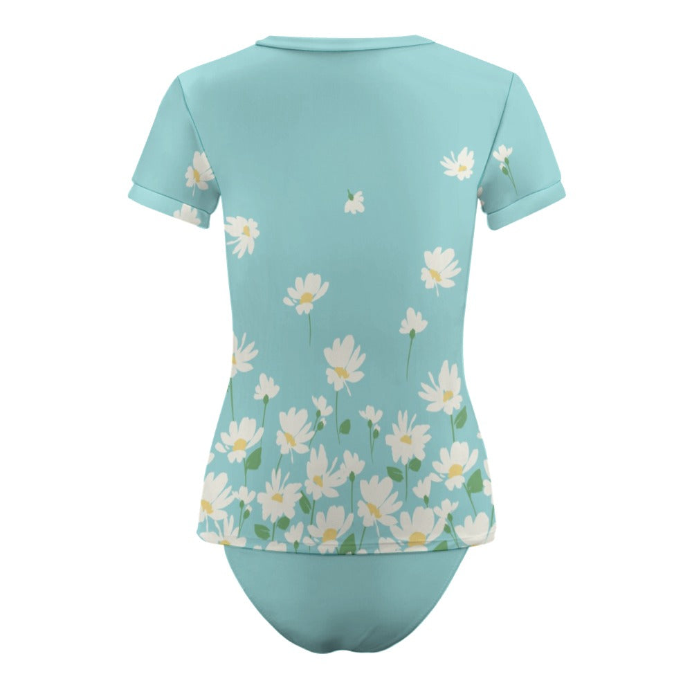 Blue daisy swimwear set back product image