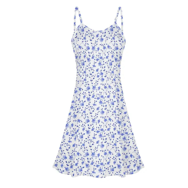 Blue floral A-line cami dress women lightweight summer sundress front