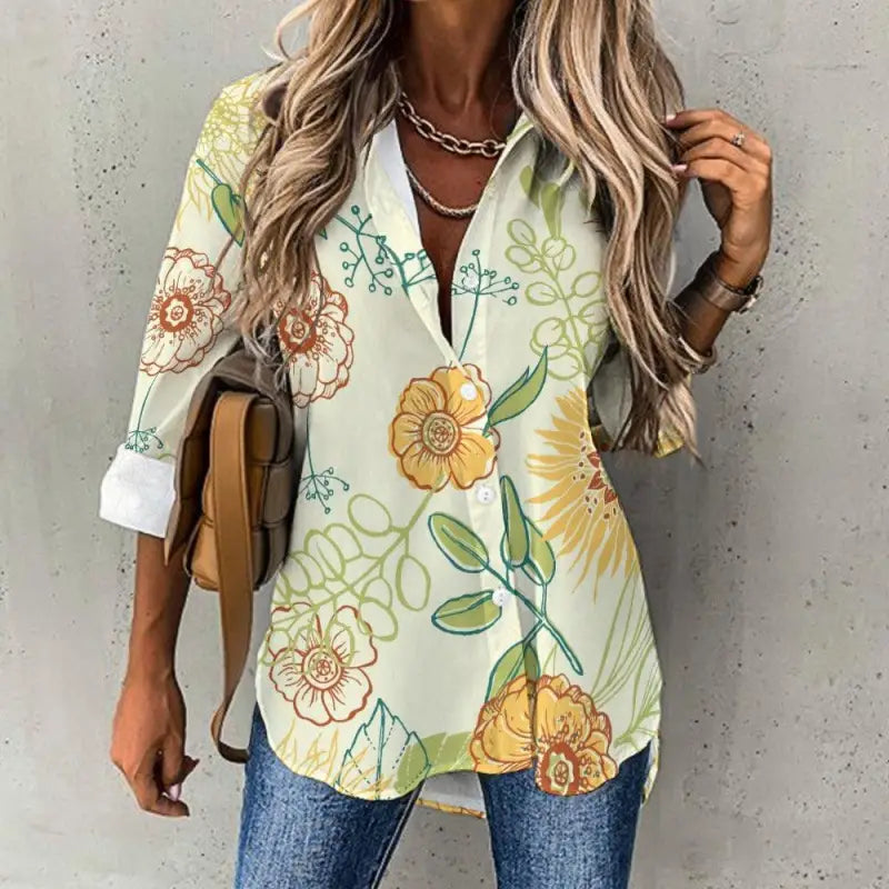 Botanical floral shirt women relaxed fit styling