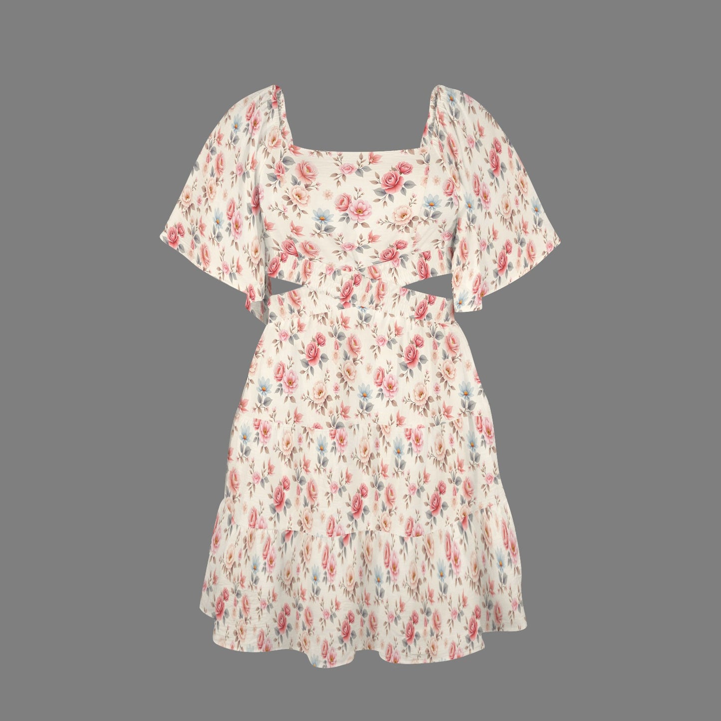 Floral A-line mini dress product isolated front