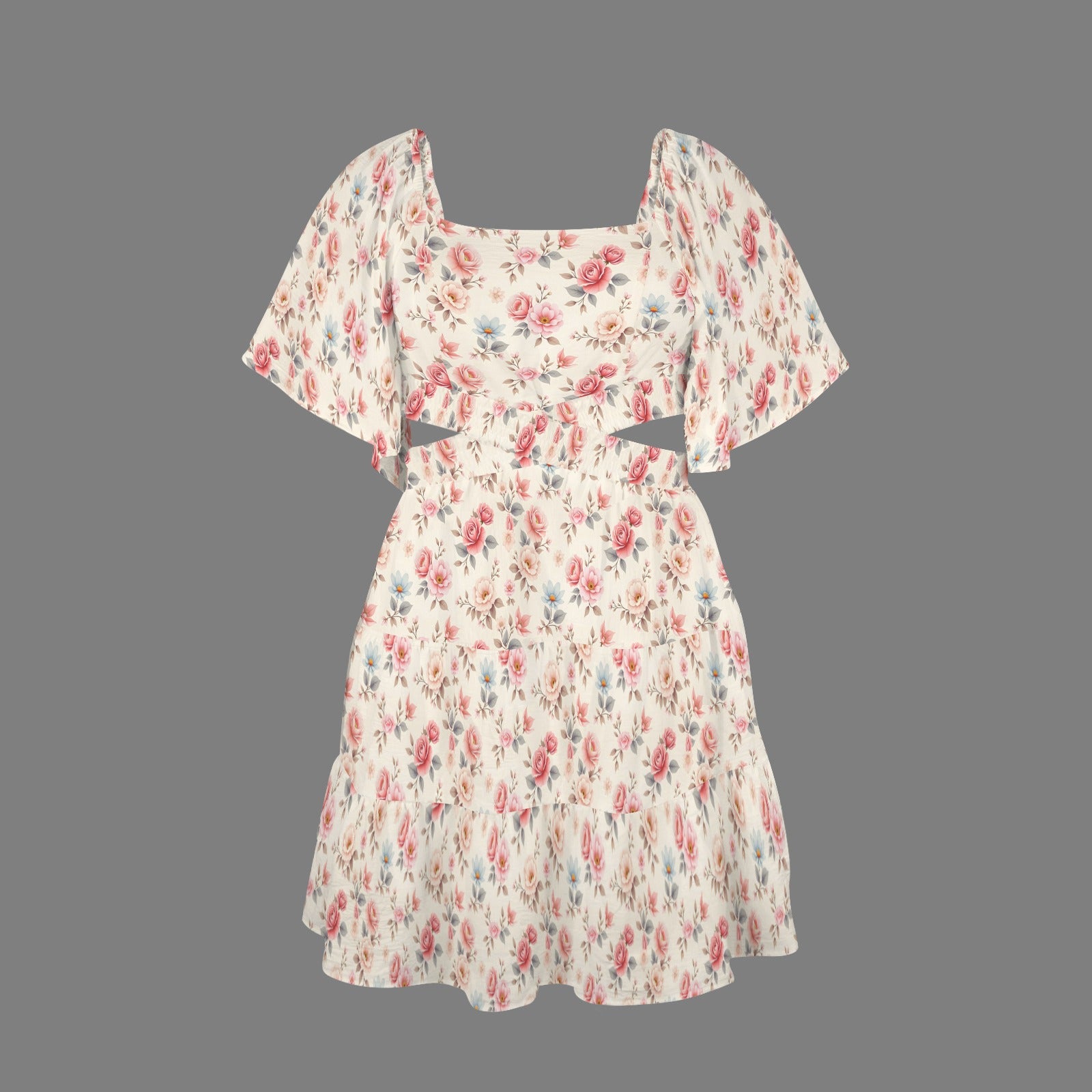 Floral A-line mini dress product isolated front