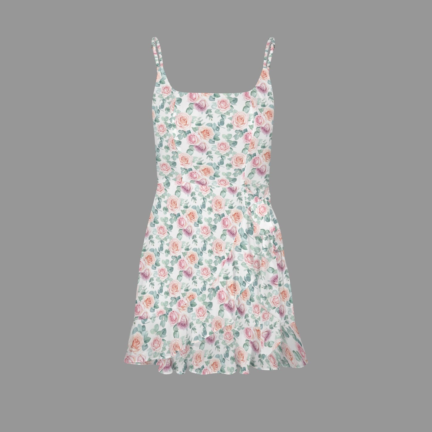 Floral mini dress with tiered ruffle hem isolated product view