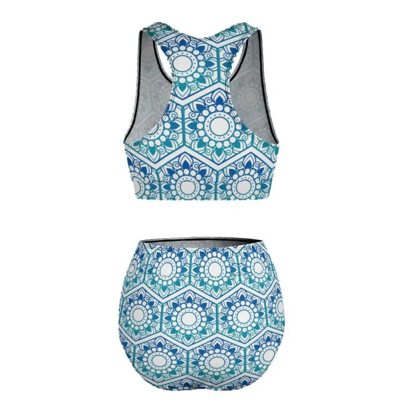 High waist geometric bikini bottom back view