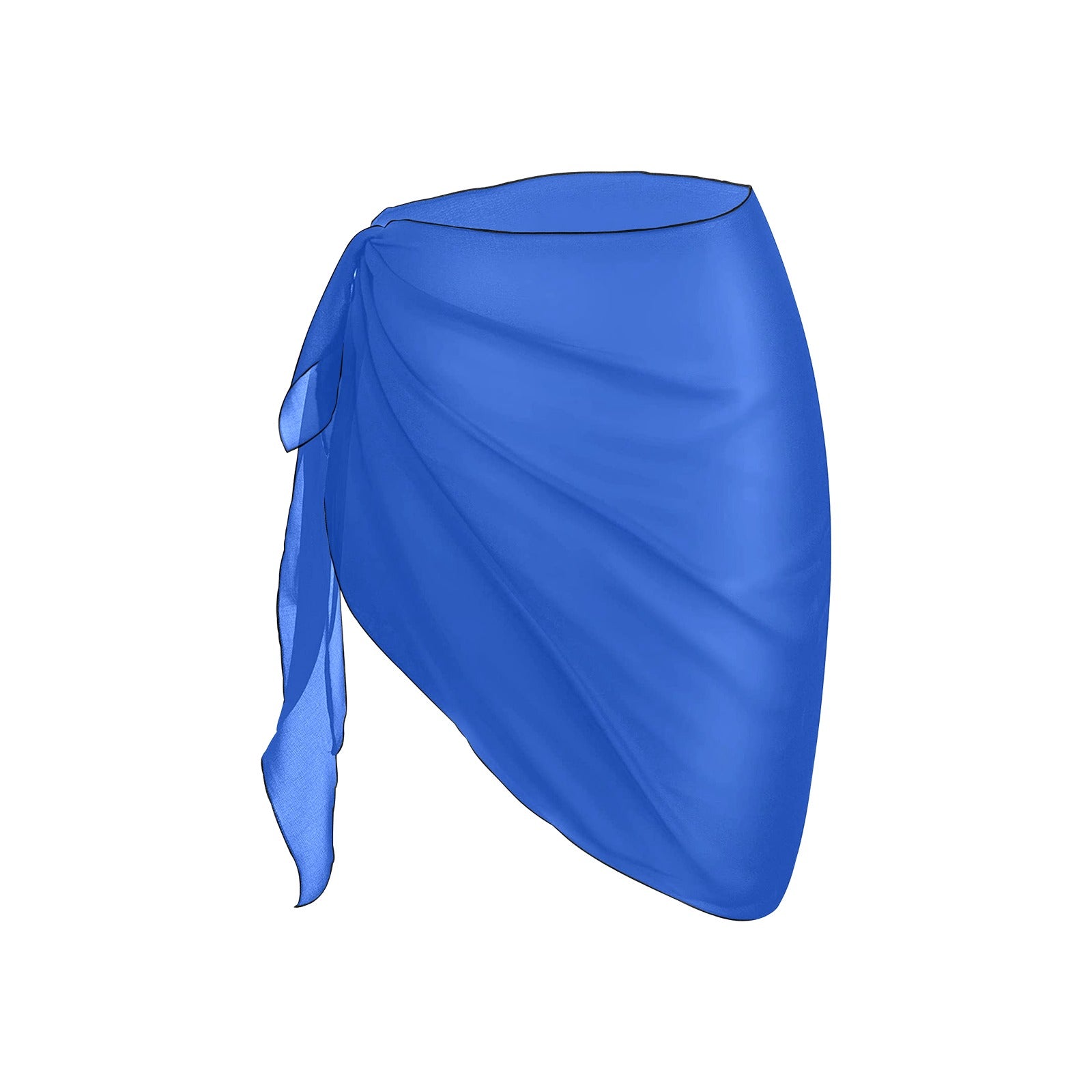 Lightweight blue chiffon beach sarong skirt with soft drape and wrap tie detail
