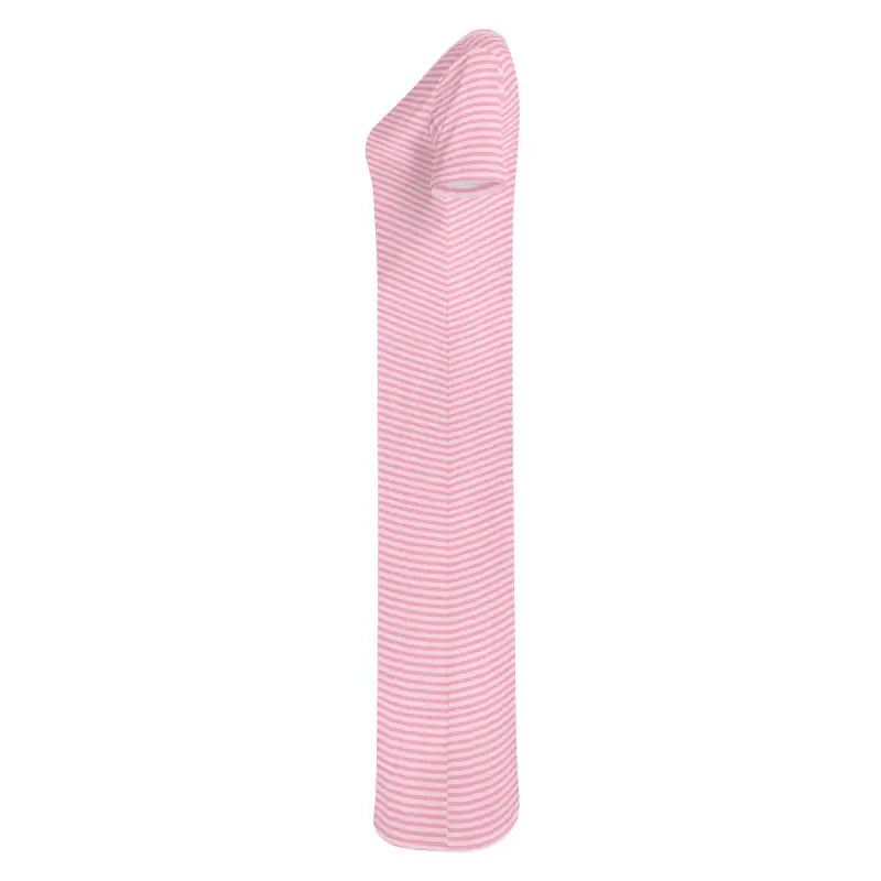 Pink striped bodycon style t-shirt maxi dress right side view