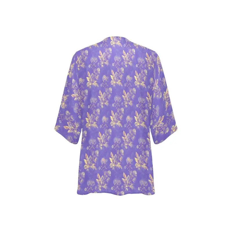 Purple floral summer kimono cardigan back product image