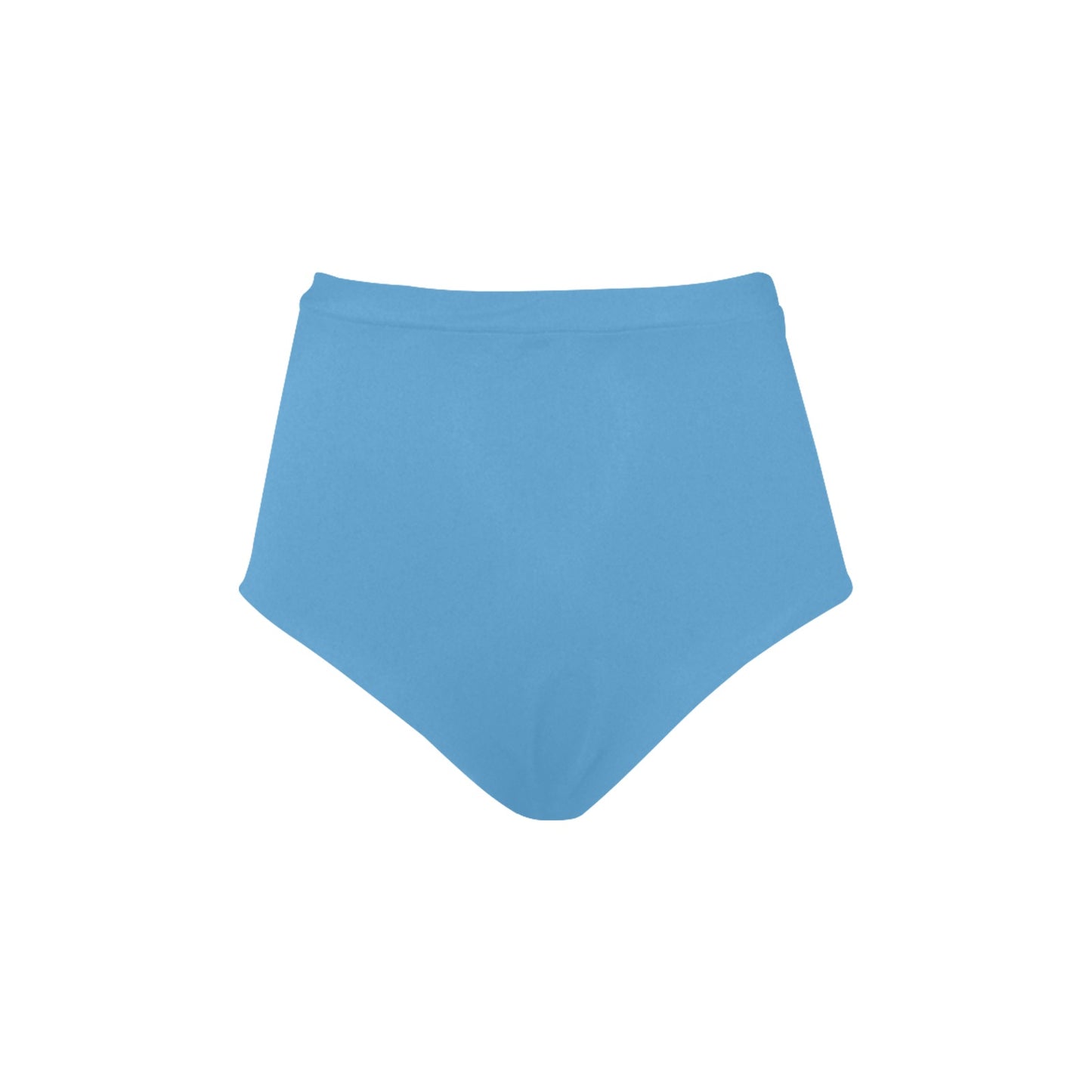 Solid blue high rise bikini bottom product flat lay