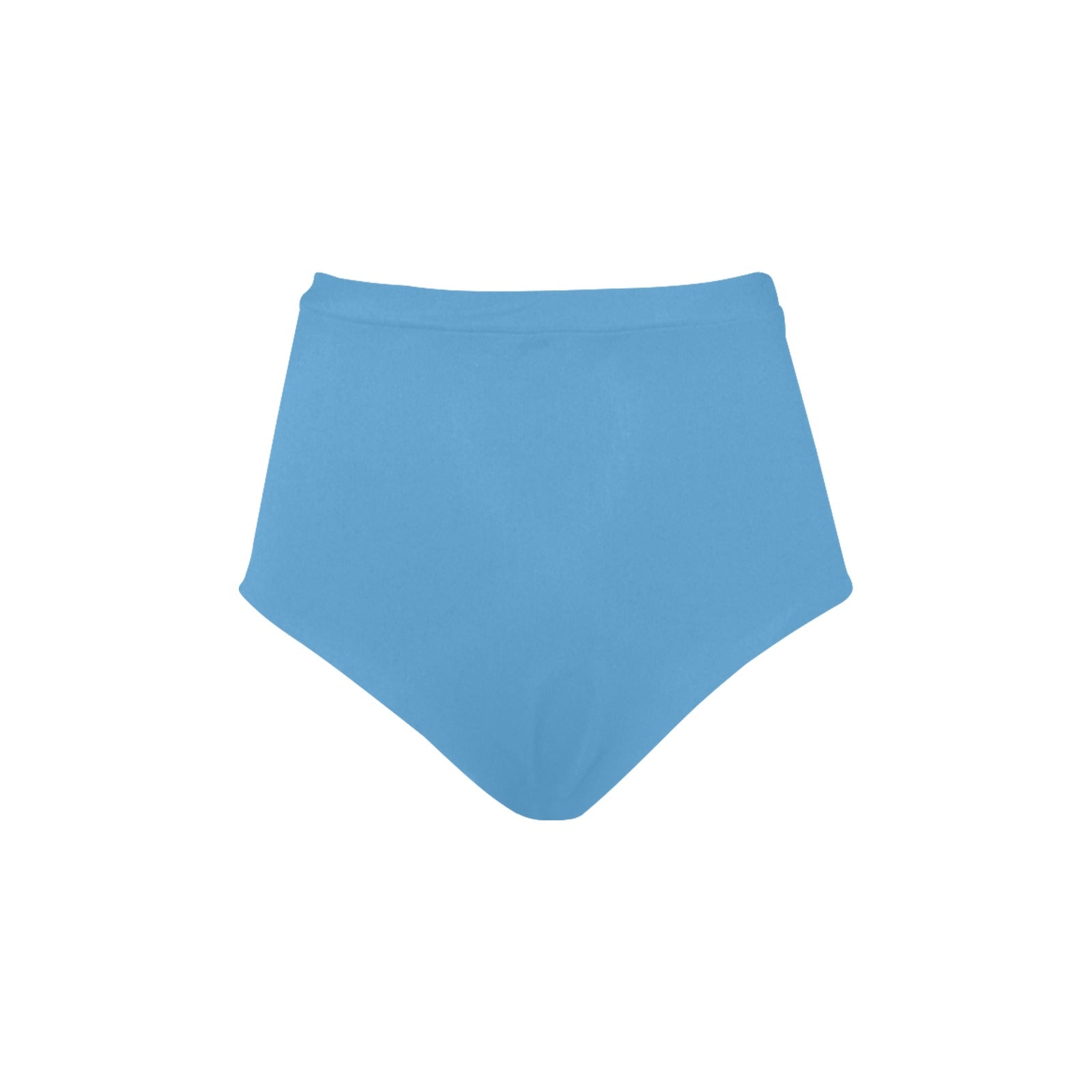 Solid blue high rise bikini bottom product flat lay