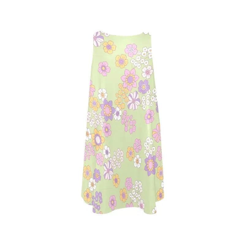 Women’s pastel floral pocket mini dress sleeveless round neck lightweight fabric
