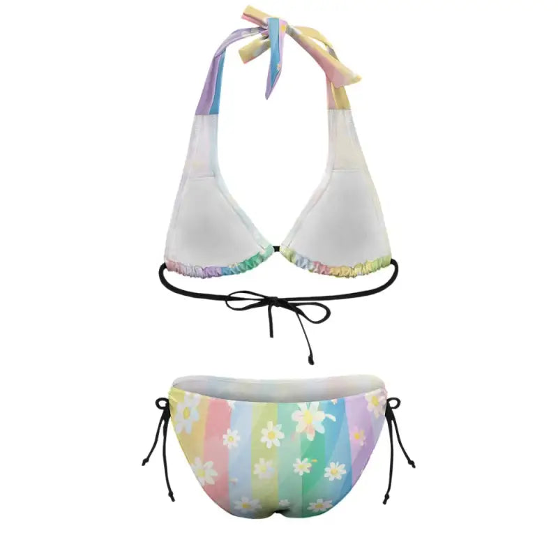 Pastel rainbow daisy bikini from Boho Bliss for fun sunbathing adventures