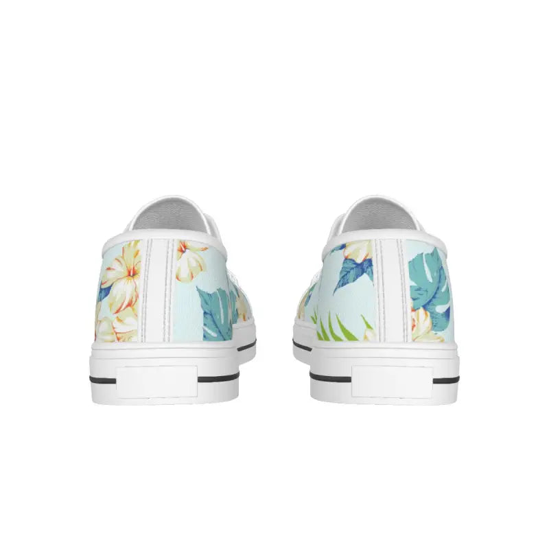 Boho light blue canvas sneakers with tropical floral pattern and insole length for dresses