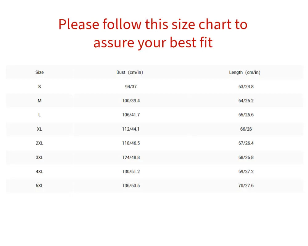 Size chart for Breezy Floral Print Crew, showing bust and length for sizes S to 4XL