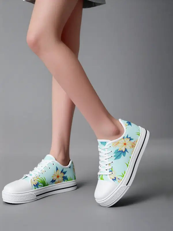 Lightweight floral canvas sneakers for women with yellow flowers
