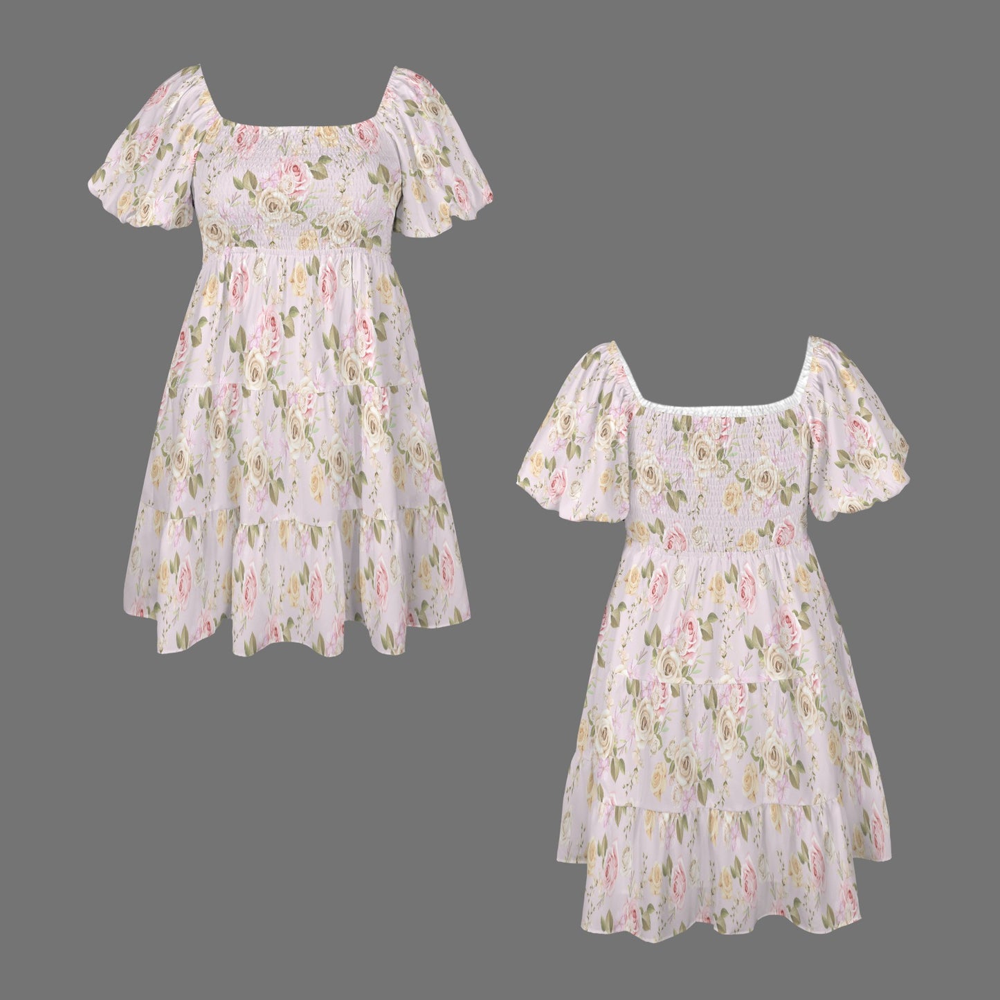 floral mini dress product front and back clean image layout