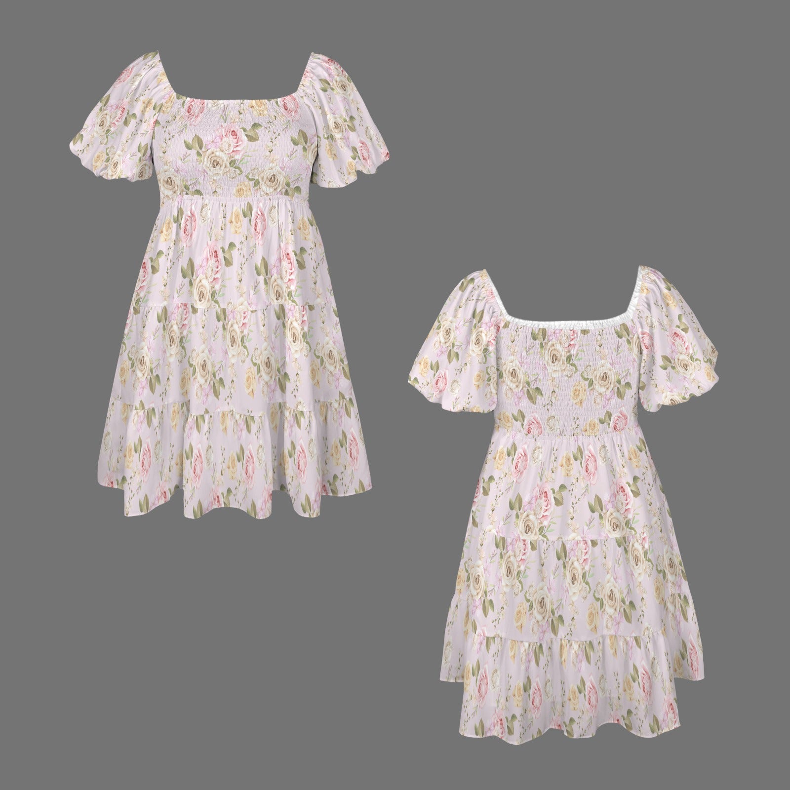 floral mini dress product front and back clean image layout