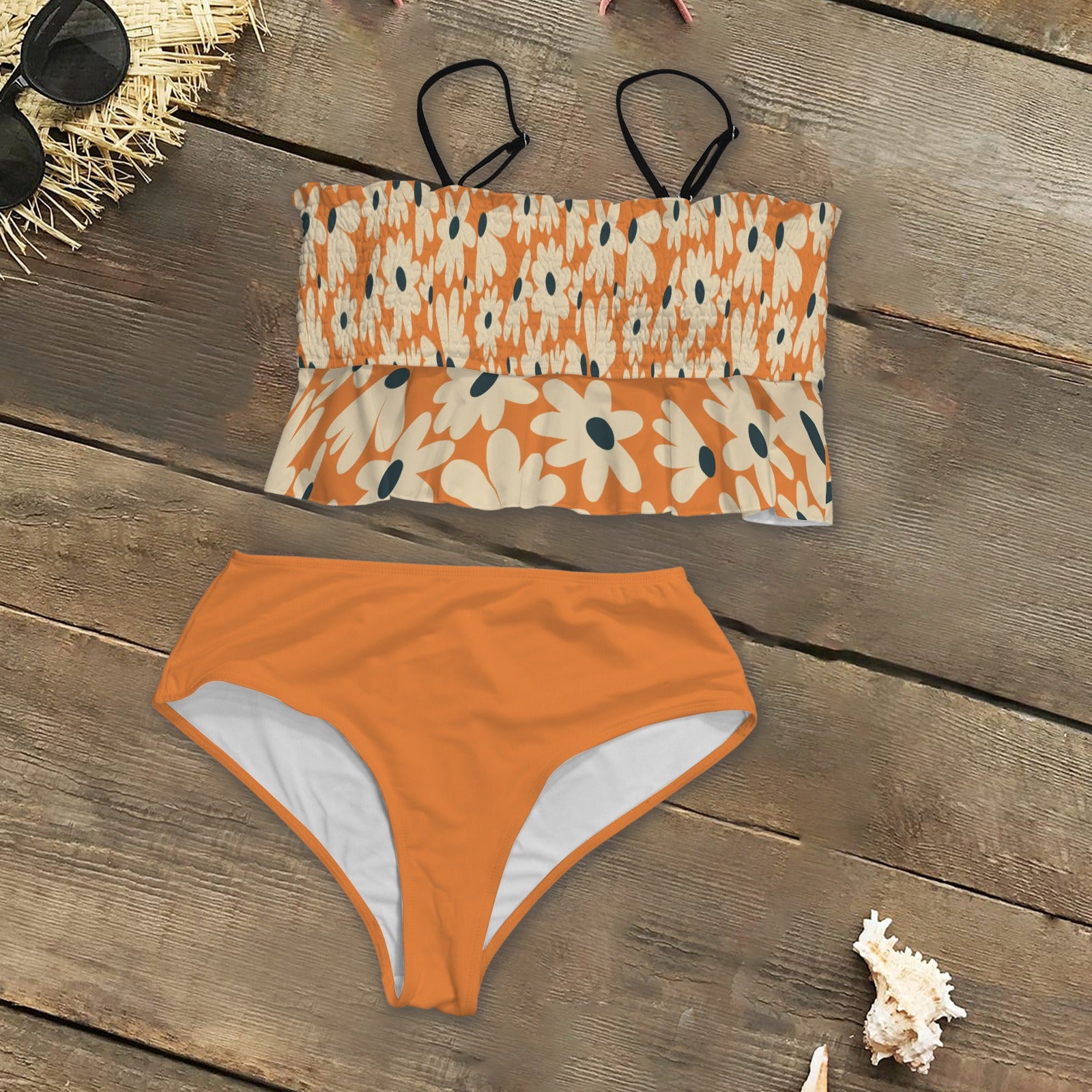 floral ruffle swim top beach outfit