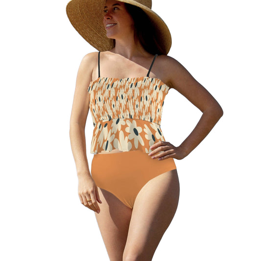 floral tankini two piece swimsuit set