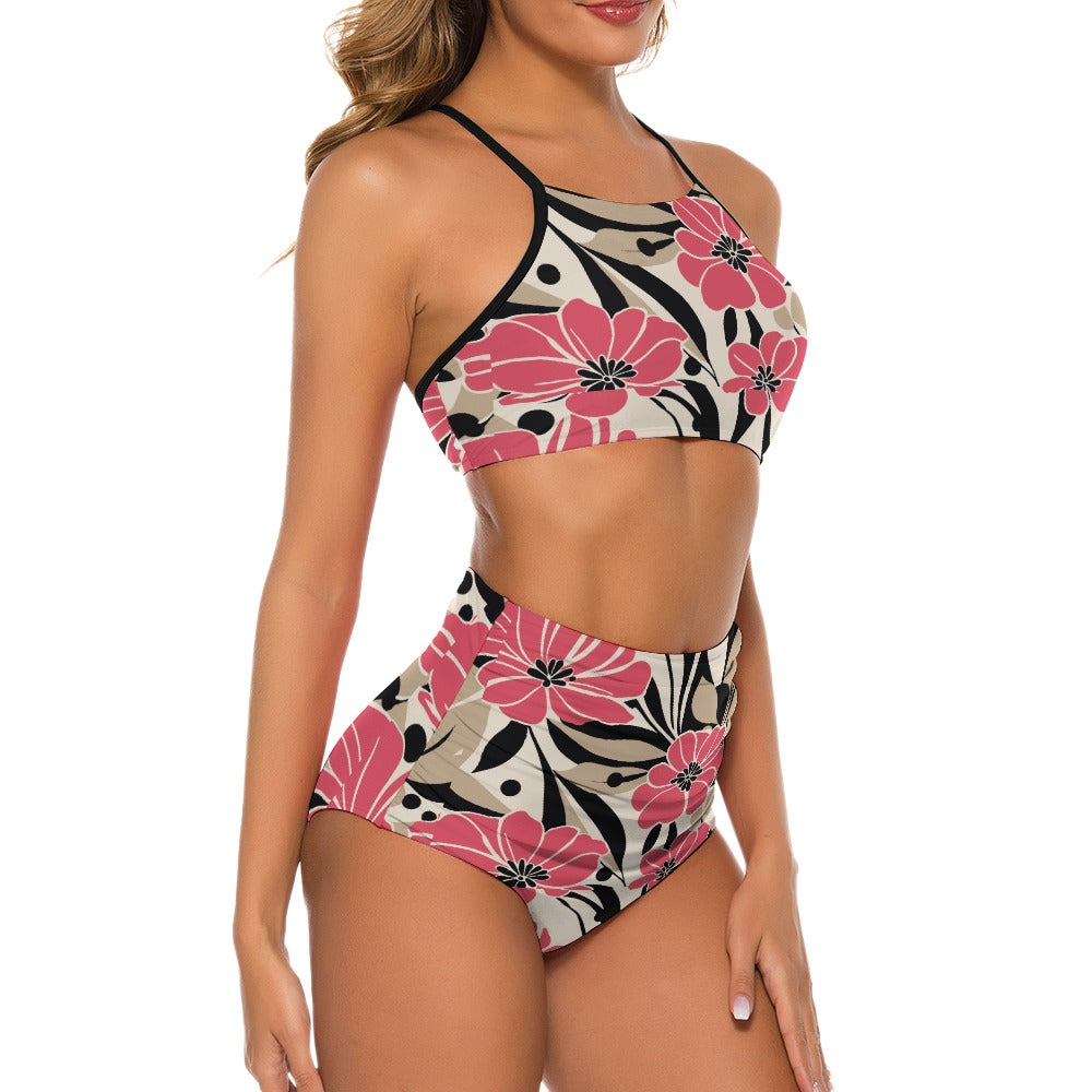 floral two piece swimsuit side angle