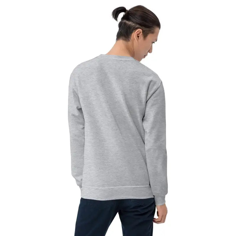 Gray crewneck sweatshirt featuring a cute snowman Christmas design, worn stylishly