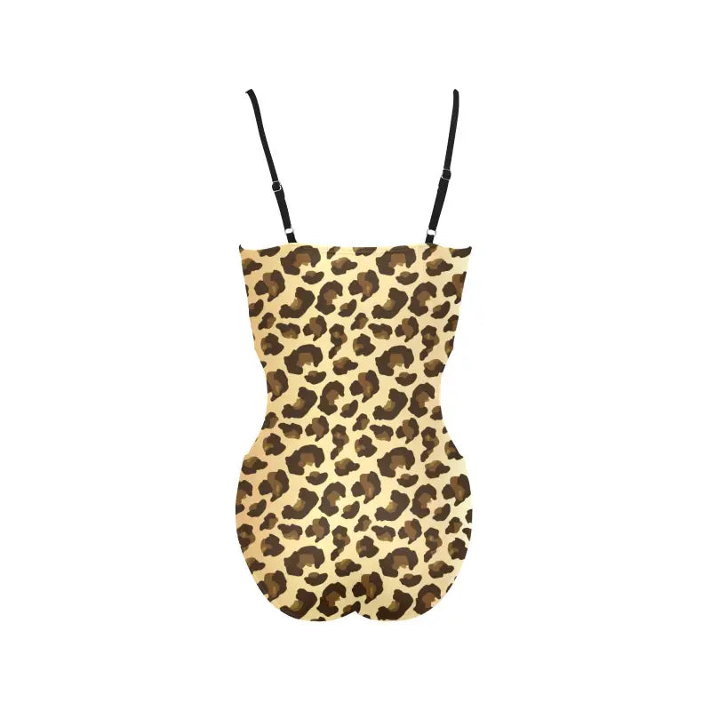 Stylish women’s leopard cut out swimsuit with thin straps and fierce leopard print