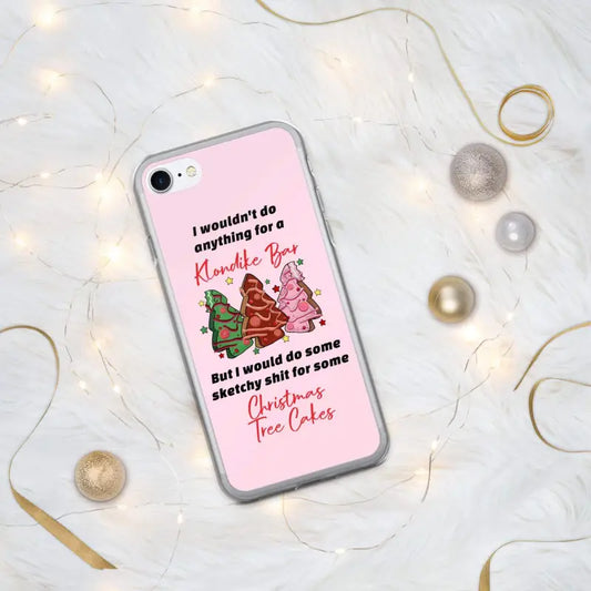 Fun Pink smartphone case with gnomes and a Christmas tree cake joke, great for your phone