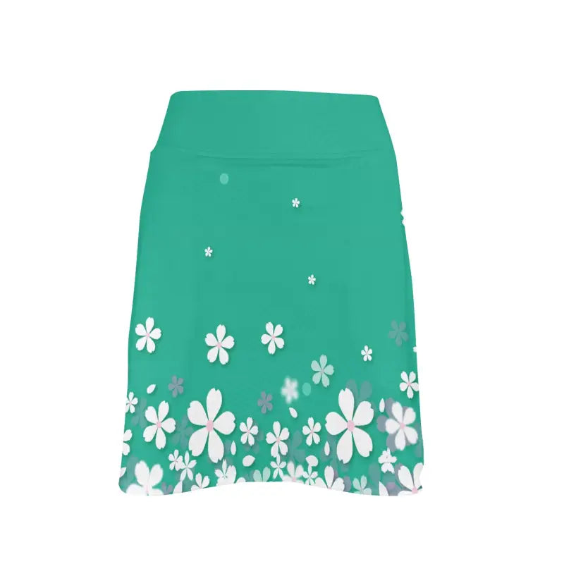 Green floral golf skirt with boho vibes for effortless sporty chic looks