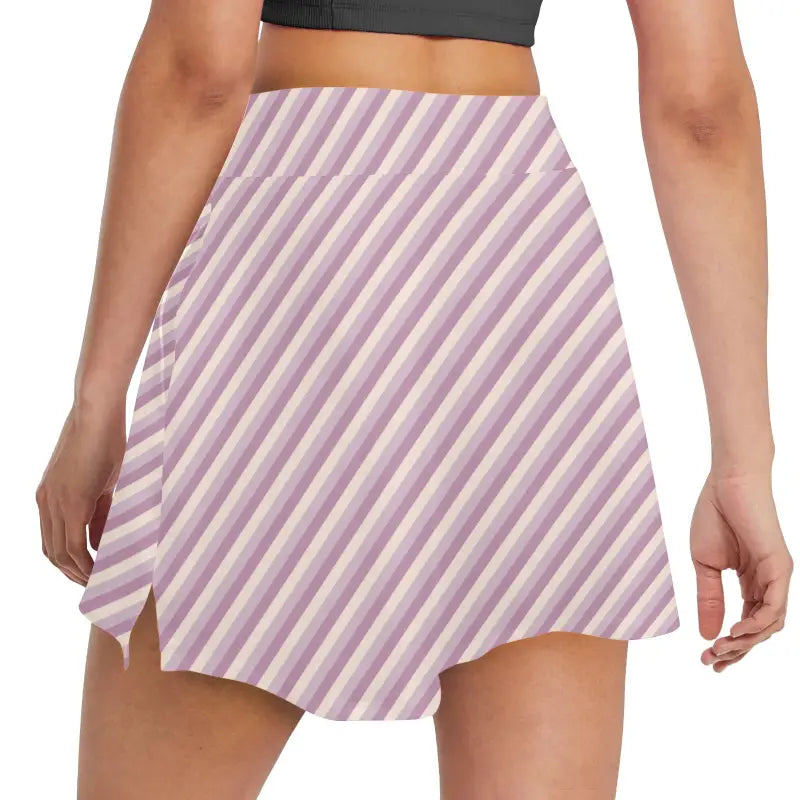 Striped purple and cream golf skirt with pockets that swings like a boho dress