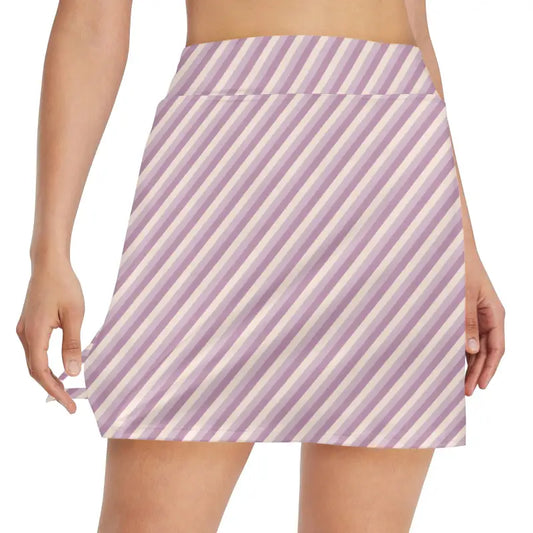 Striped purple golf skirt with pockets that swings like a boho dress for a laid-back vibe