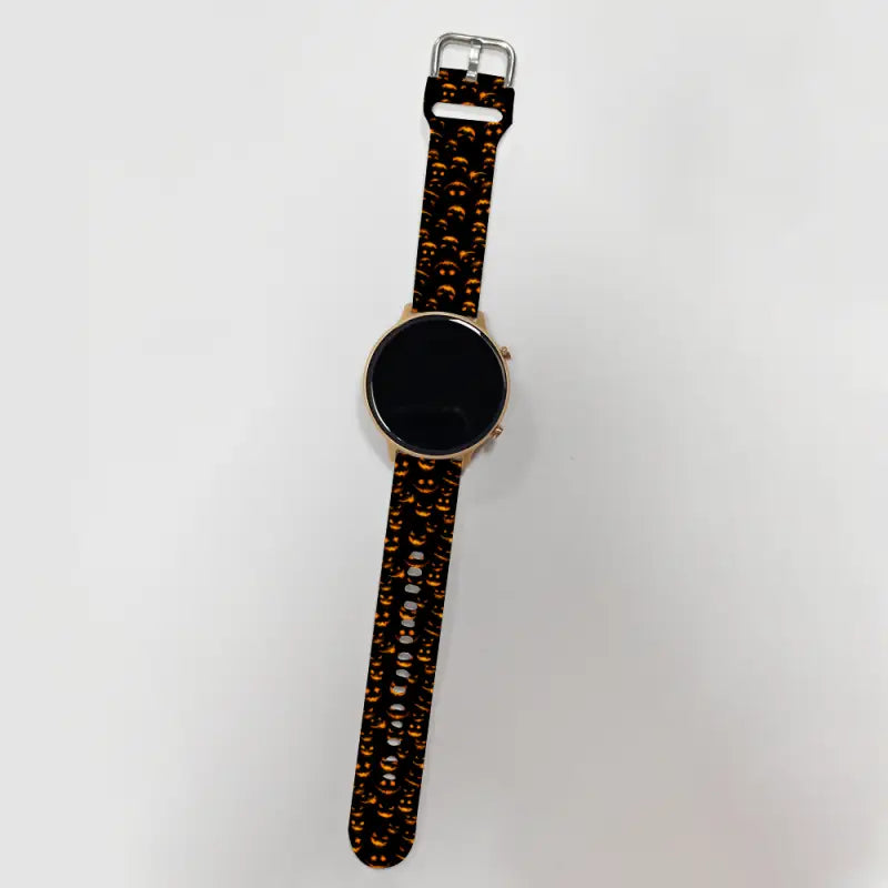 Wristwatch with black face and brown leather strap for Halloween 20mm 22mm fans