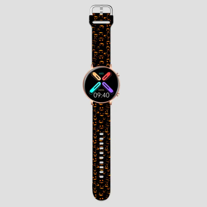 Smartwatch with colorful display and patterned band for Halloween 20mm 22mm wristwatch