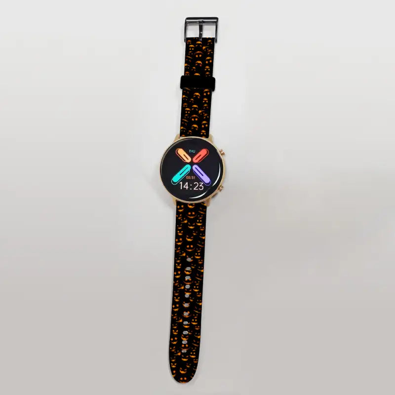 Smartwatch with colorful display and patterned strap for Halloween 20mm 22mm wristband